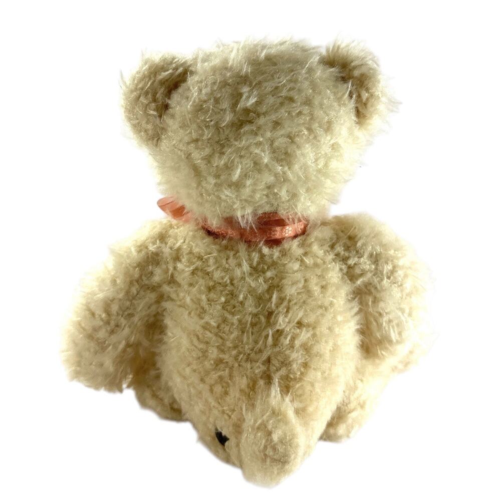 FAO Schwarz 9” Cream Teddy Bear Plush Pink Ribbon Embroidered Foot - Picture 3 of 6